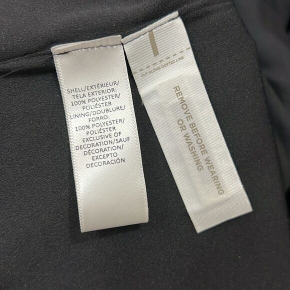 LOFT Black Maxi Dress Sz Large Adjustable Tie Strap Elastic Waist Tassel Straps - Picture 11 of 15